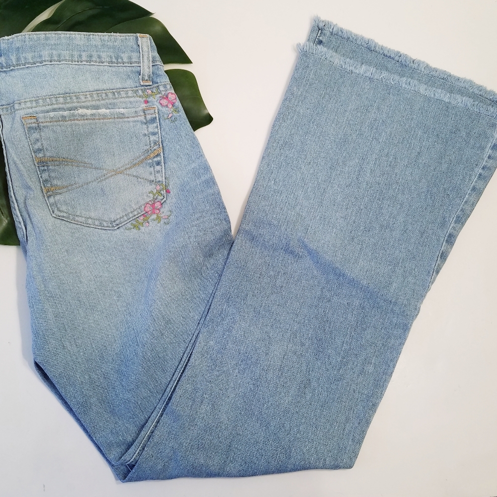 Y2K Aeropostale Super Flare Butterfly Frayed Jeans